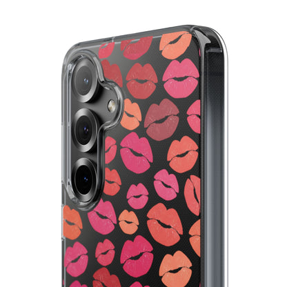 Kiss Print Clear Phone Case | Red Lip Pattern Impact-Resistant Case
