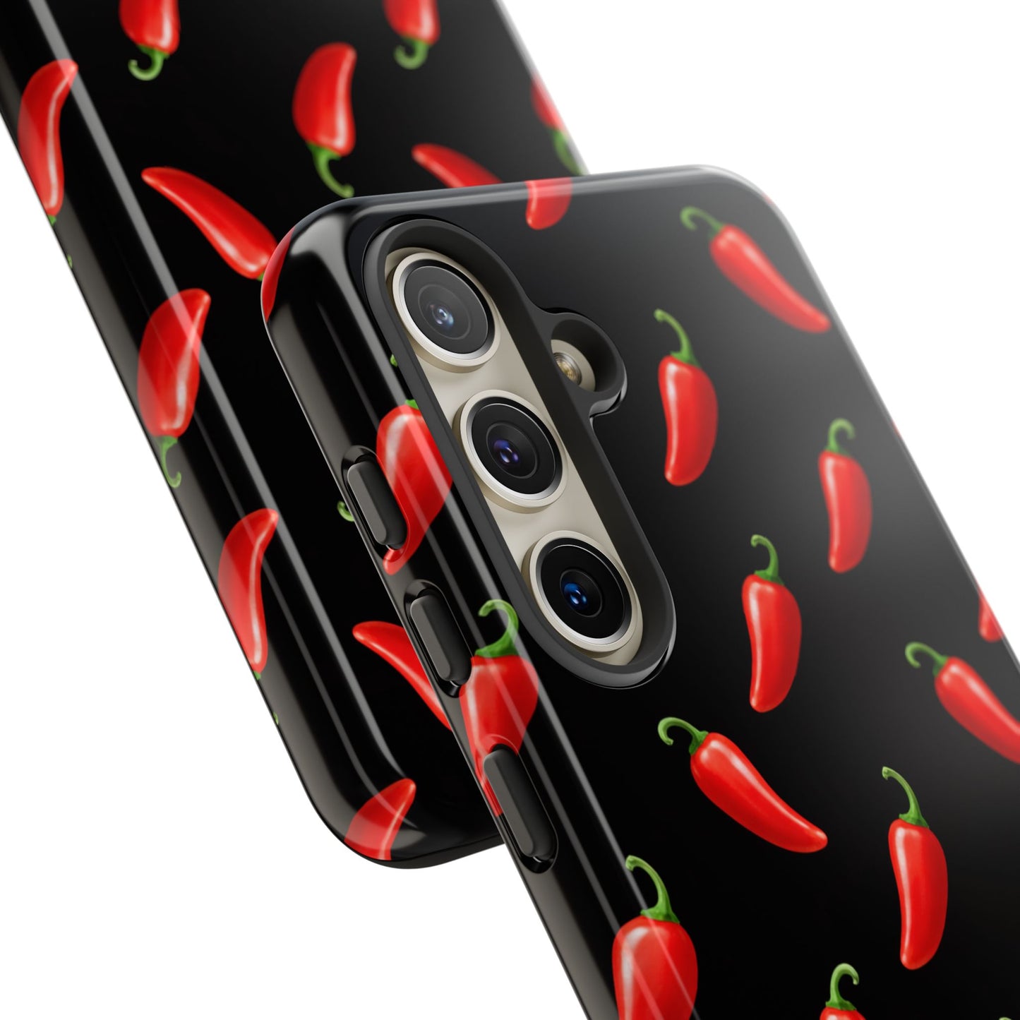 Spicy Chili Pepper Phone Case – Black Cute Hot Pepper Tough Cover for Iphone, Samsung Galaxy and Pixel
