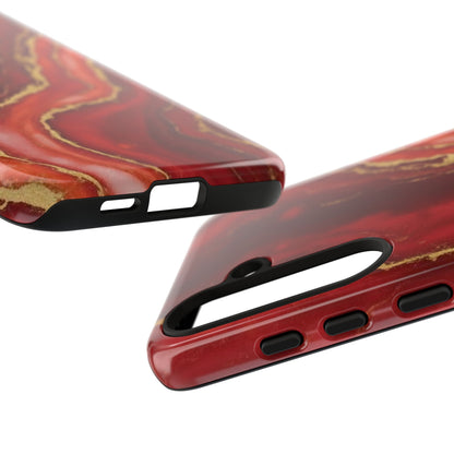 Red Agate Marble Phone Case – Gold Vein Luxury Stone Tough Case (iPhone, Samsung, Pixel)