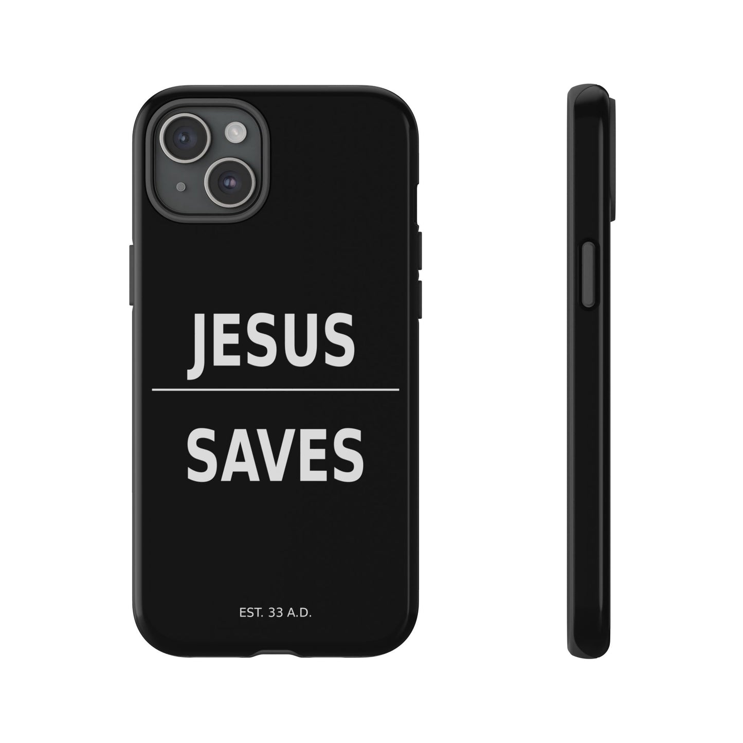 Jesus Saves Phone Case Christian Religious Minimalist Black Tough Cover