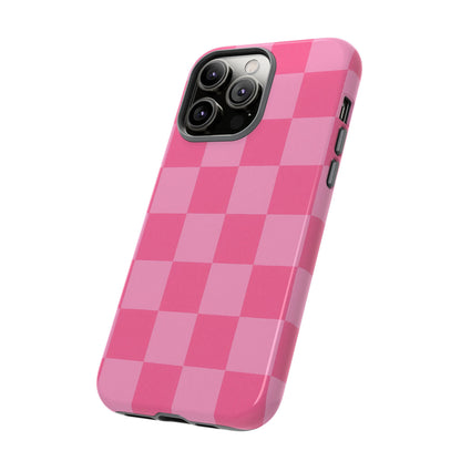 Pink Checkerboard Phone Case | Cute Aesthetic Checkered iPhone & Samsung Tough Case