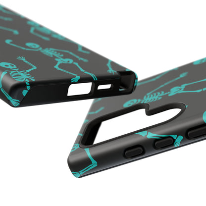Dancing Teal Skeletons Phone Case | Tough Protective Case for Iphone, Samsung Galaxy and Pixel