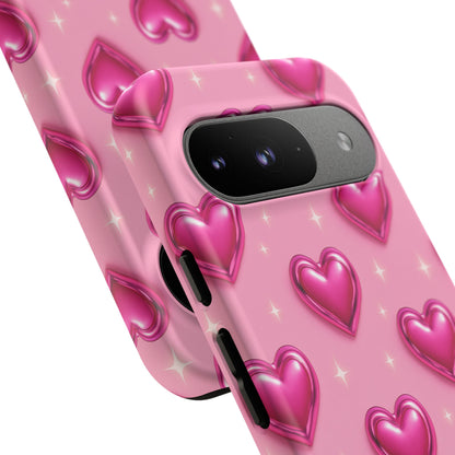 Pink Heart Pattern Phone Case | Tough Protective Case for Iphone, Samsung Galaxy and Pixel