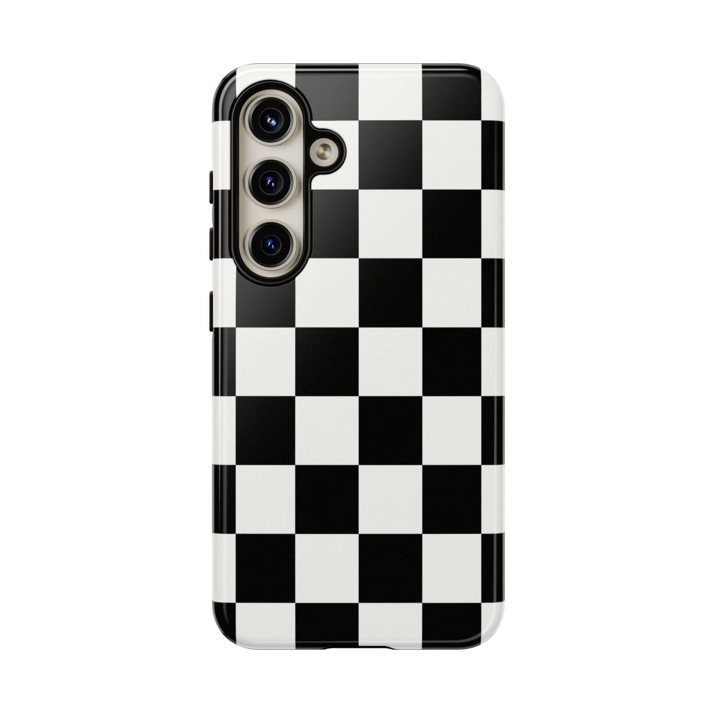 Black & White Checkerboard Phone Case – Classic Aesthetic Tough Protective Case