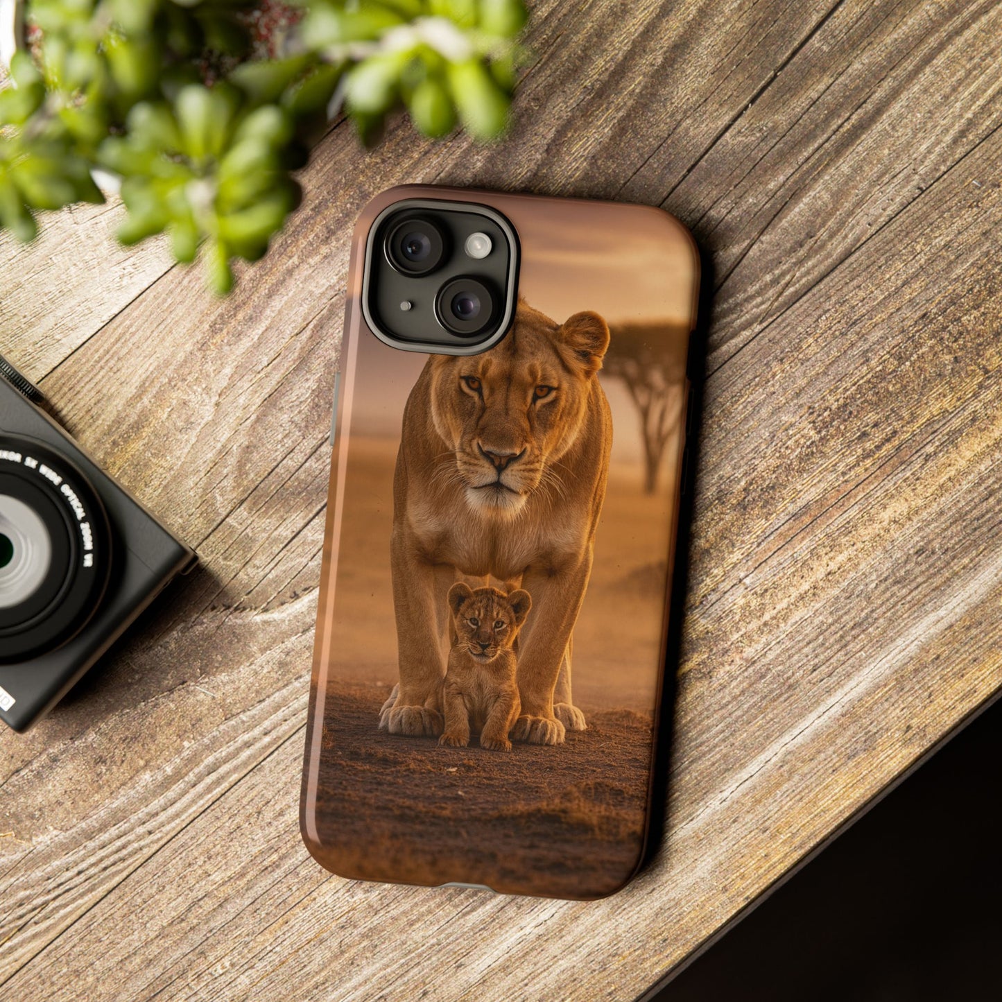 Lioness & Cub Phone Case | Safari Wildlife Tough Case for iPhone & Samsung