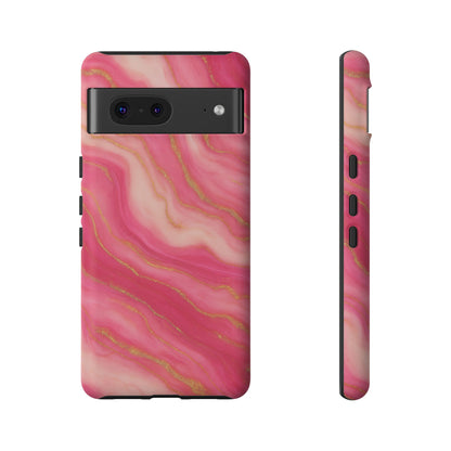 Pink Marble Phone Case | Rose Gold Swirl Aesthetic Tough Protective Case