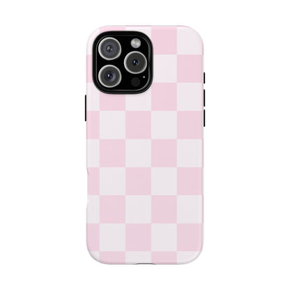 Light Pink Checkerboard Phone Case | Pastel Aesthetic Checkered iPhone & Samsung Tough Case