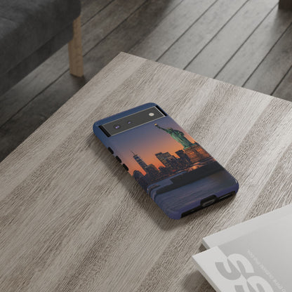 Statue of Liberty Sunset Phone Case – New York City Skyline Travel Aesthetic Tough Case