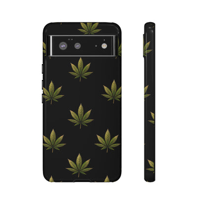 Cannabis Leaf Phone Case Green Weed Leaf Pattern Tough Protective Cover