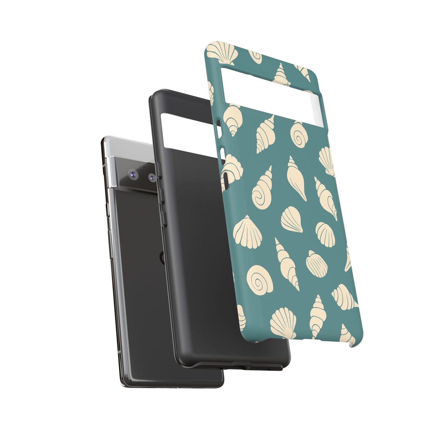 Seashell Pattern Phone Case | Teal Coastal Shells Tough Case for Iphone, Samsung Galaxy and Pixel