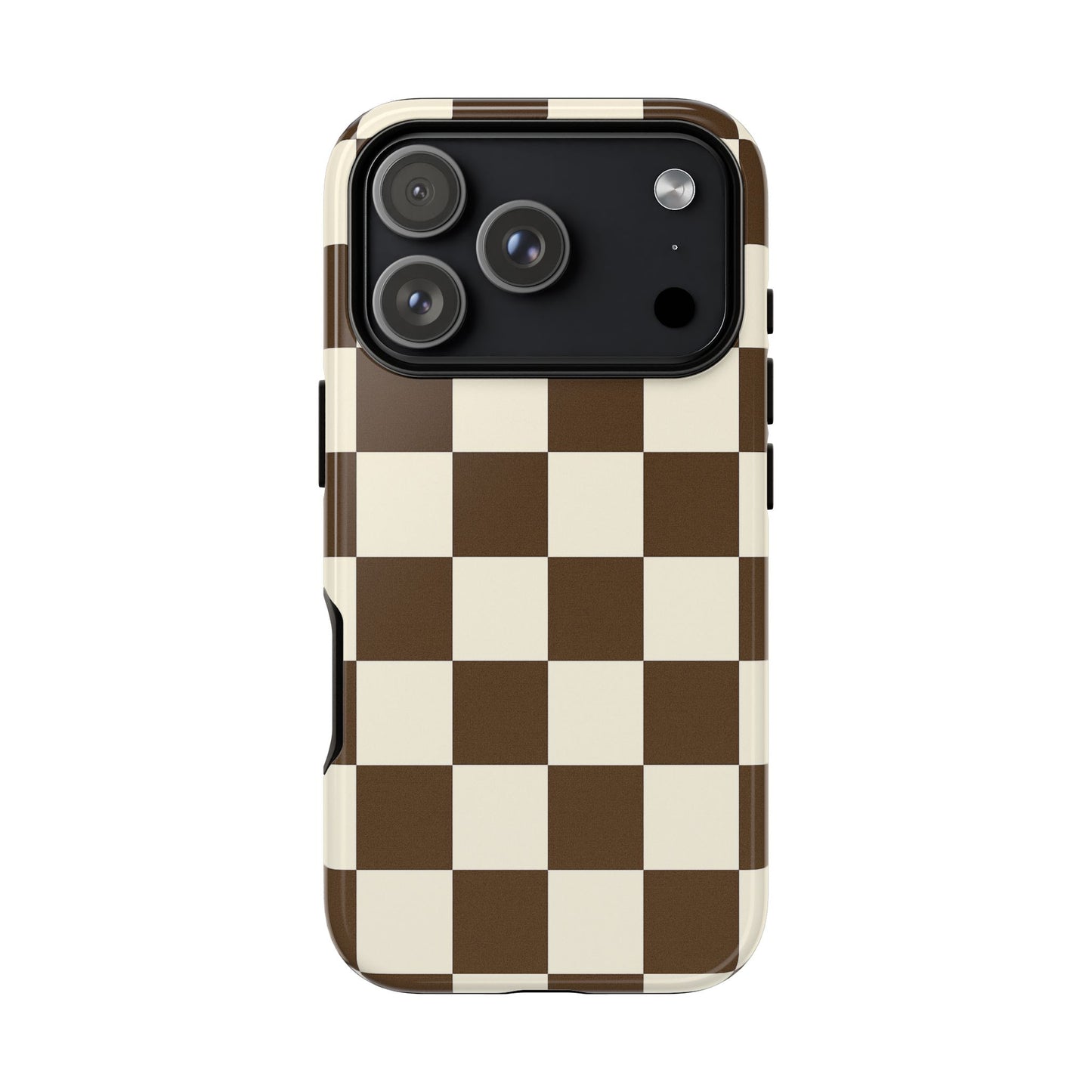 Mocha Checkerboard Phone Case | Neutral Aesthetic Tough Case