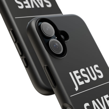 Jesus Saves Phone Case Christian Religious Minimalist Black Tough Cover