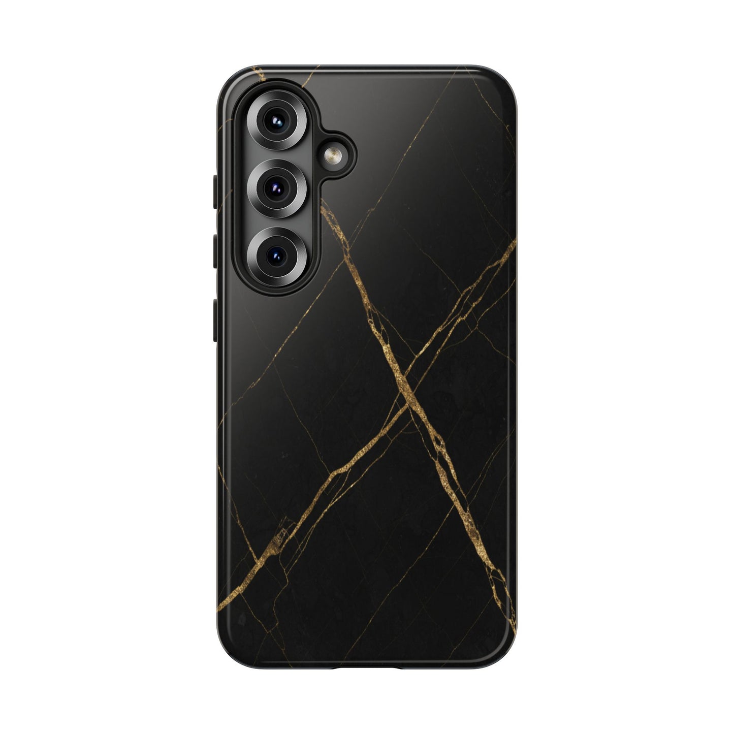 Black Marble Phone Case with Gold Veins – Luxury Minimal Aesthetic Tough Case
