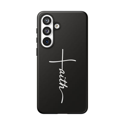 Faith Cross Phone Case, Christian Aesthetic Minimalist Black Matte Case, Religious Gift iPhone Samsung Cover