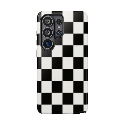 Black & White Checkerboard Phone Case – Classic Aesthetic Tough Protective Case for Iphone, Samsung Galaxy and Pixel