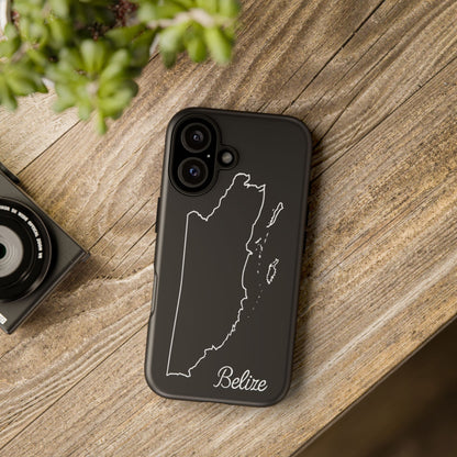 Belize Outline Phone Case – Minimal Country Map Tough Case (iPhone, Samsung, Pixel)