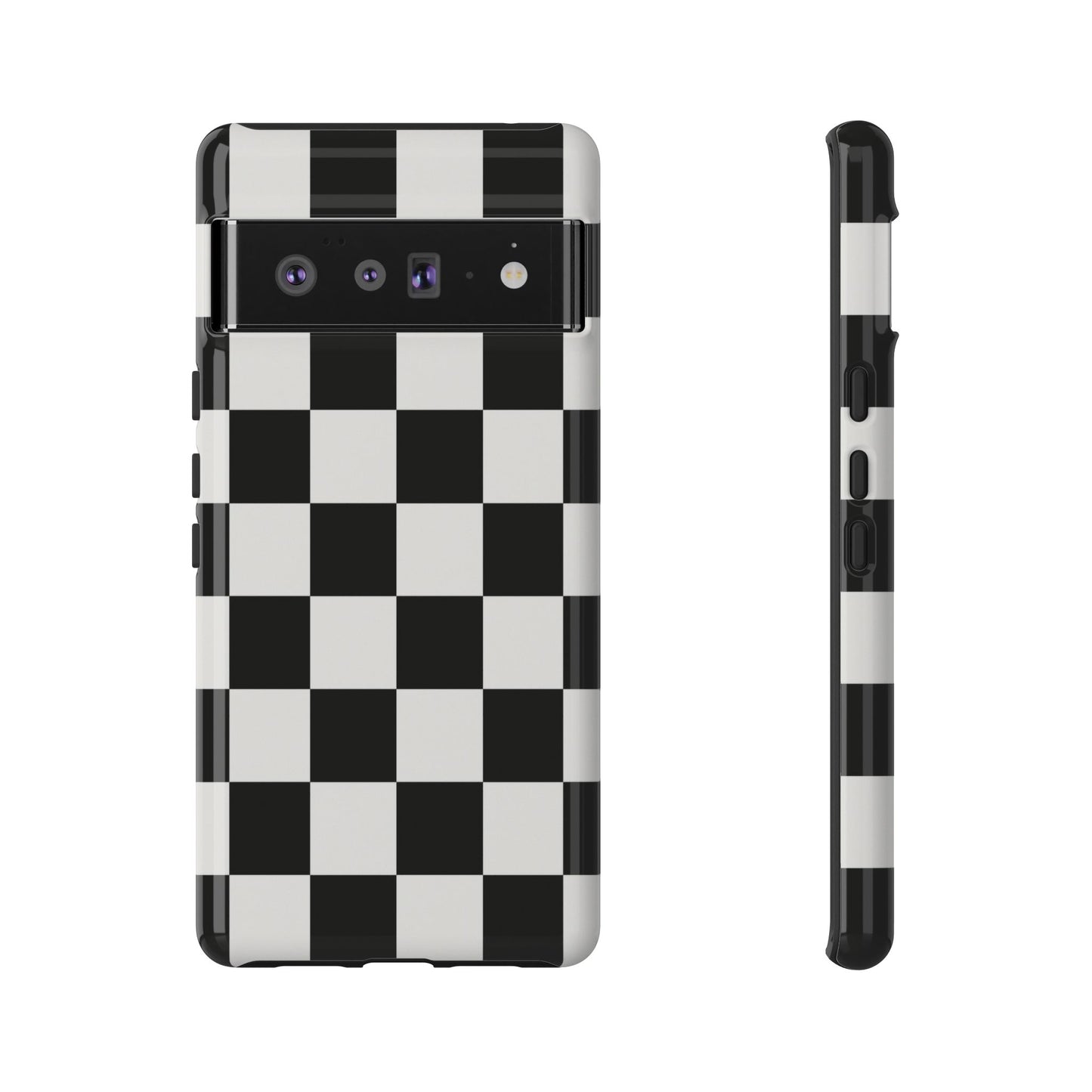Black & White Checkerboard Phone Case – Classic Aesthetic Tough Protective Case