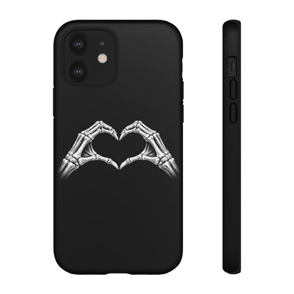 Skeleton Hands Heart Phone Case | Gothic Black Protective Cover