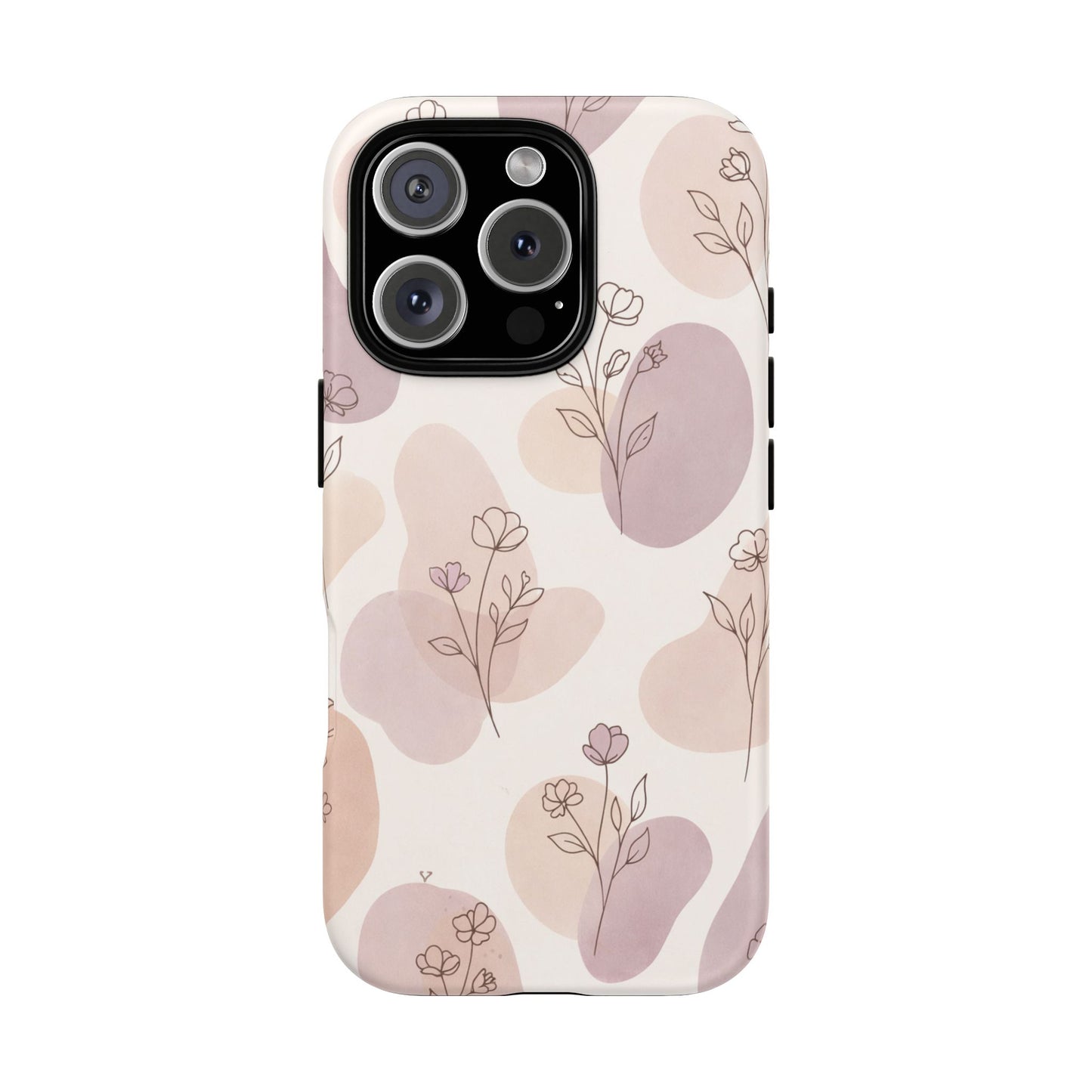 Blush Floral Phone Case Neutral Botanical Watercolor Tough Cover