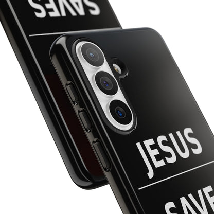 Jesus Saves Phone Case Christian Religious Minimalist Black Tough Cover