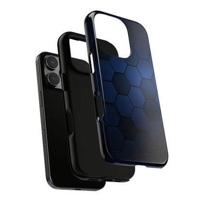 Blue Hexagon Gradient Phone Case | Honeycomb Geometric Tech Aesthetic | Minimalist Tough Case for iPhone & Samsung