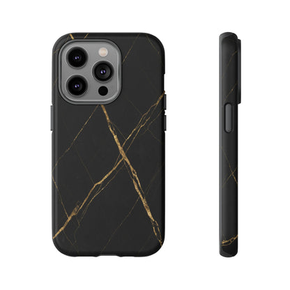 Black Marble Phone Case with Gold Veins – Luxury Minimal Aesthetic Tough Case