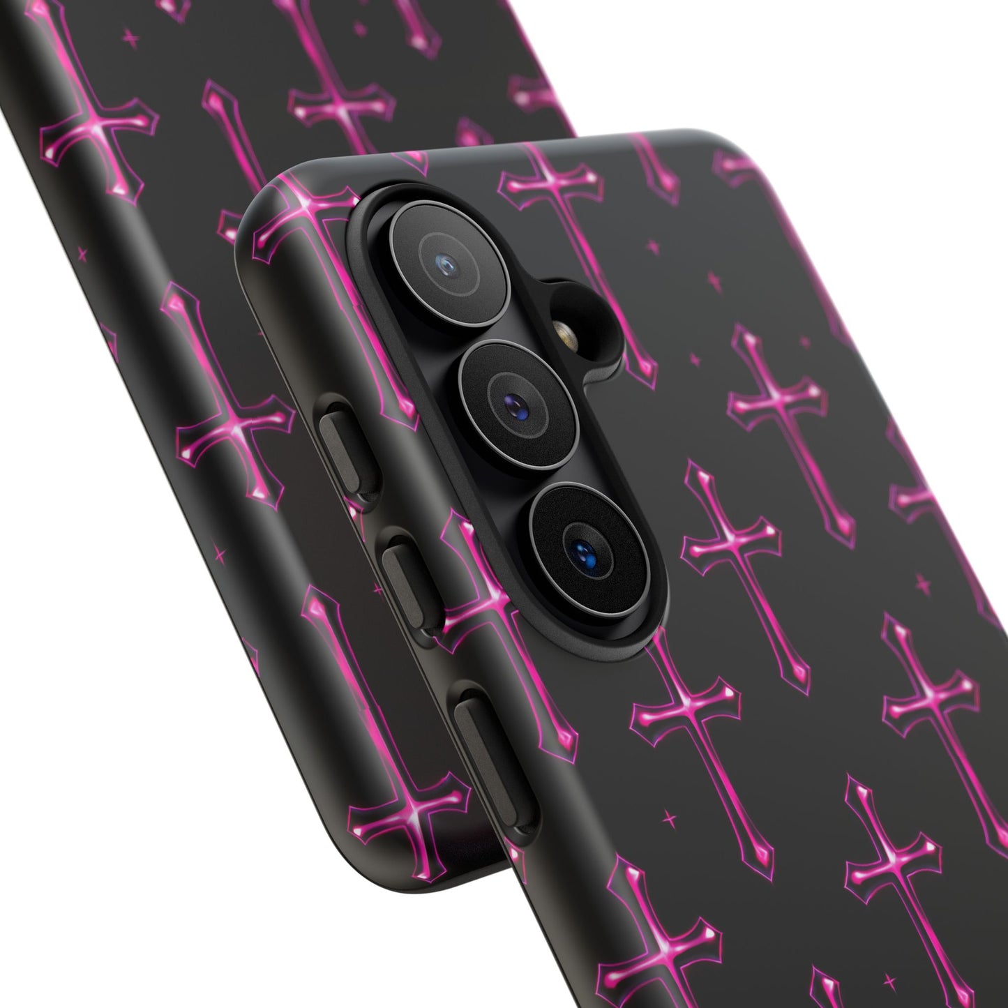 Neon Pink Cross Pattern Phone Case | Tough Protective Case for Iphone, Samsung Galaxy and Pixel