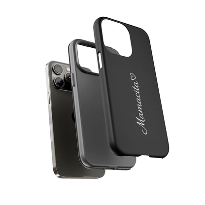 Mamacita Script Phone Case | Minimal Black Tough Case | Sleek Aesthetic Cover
