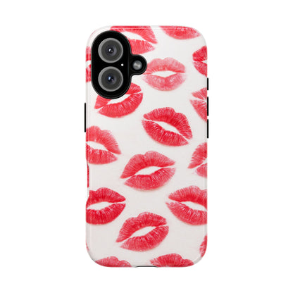Red Lipstick Kiss Phone Case – Sexy Lip Print Pattern Tough Protective Cover