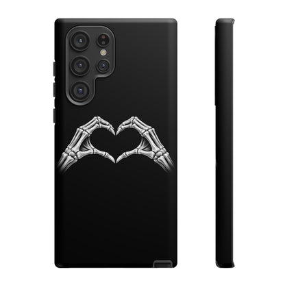 Skeleton Hands Heart Phone Case | Gothic Black Protective Cover