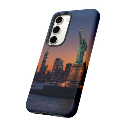 Statue of Liberty Sunset Phone Case – New York City Skyline Travel Aesthetic Tough Case
