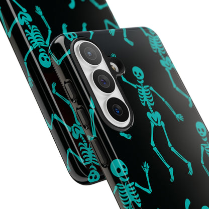 Dancing Teal Skeletons Phone Case | Tough Protective Case for Iphone, Samsung Galaxy and Pixel