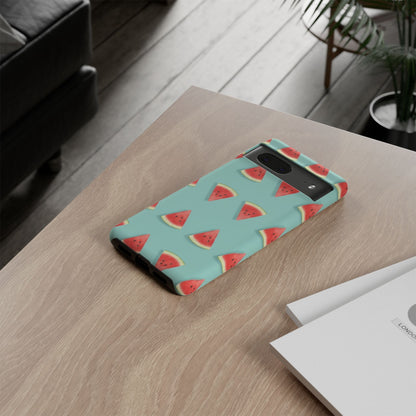 Watermelon Phone Case – Pastel Blue Summer Fruit Tough Case (iPhone, Samsung, Pixel)