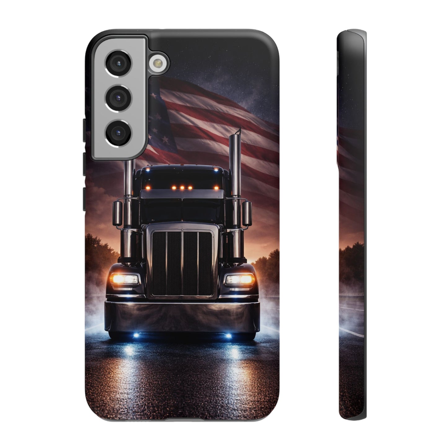 Semi Truck Phone Case American Flag Big Rig Trucker Gift iPhone Samsung