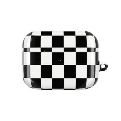 Checkerboard AirPod Case – Black & White Retro Pattern