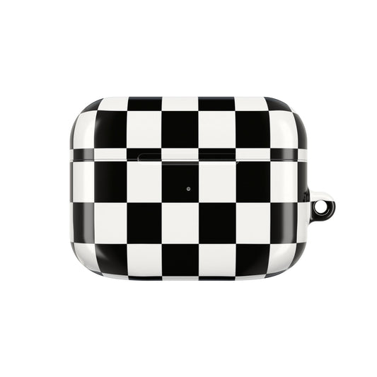 Checkerboard AirPod Case – Black & White Retro Pattern