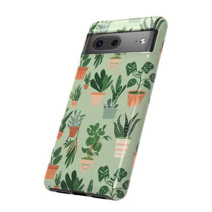 Plant Lover Phone Case | Cute Potted Plants Pattern | Botanical Aesthetic Tough Case
