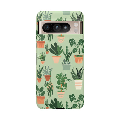 Plant Lover Phone Case | Cute Potted Plants Pattern | Botanical Aesthetic Tough Case