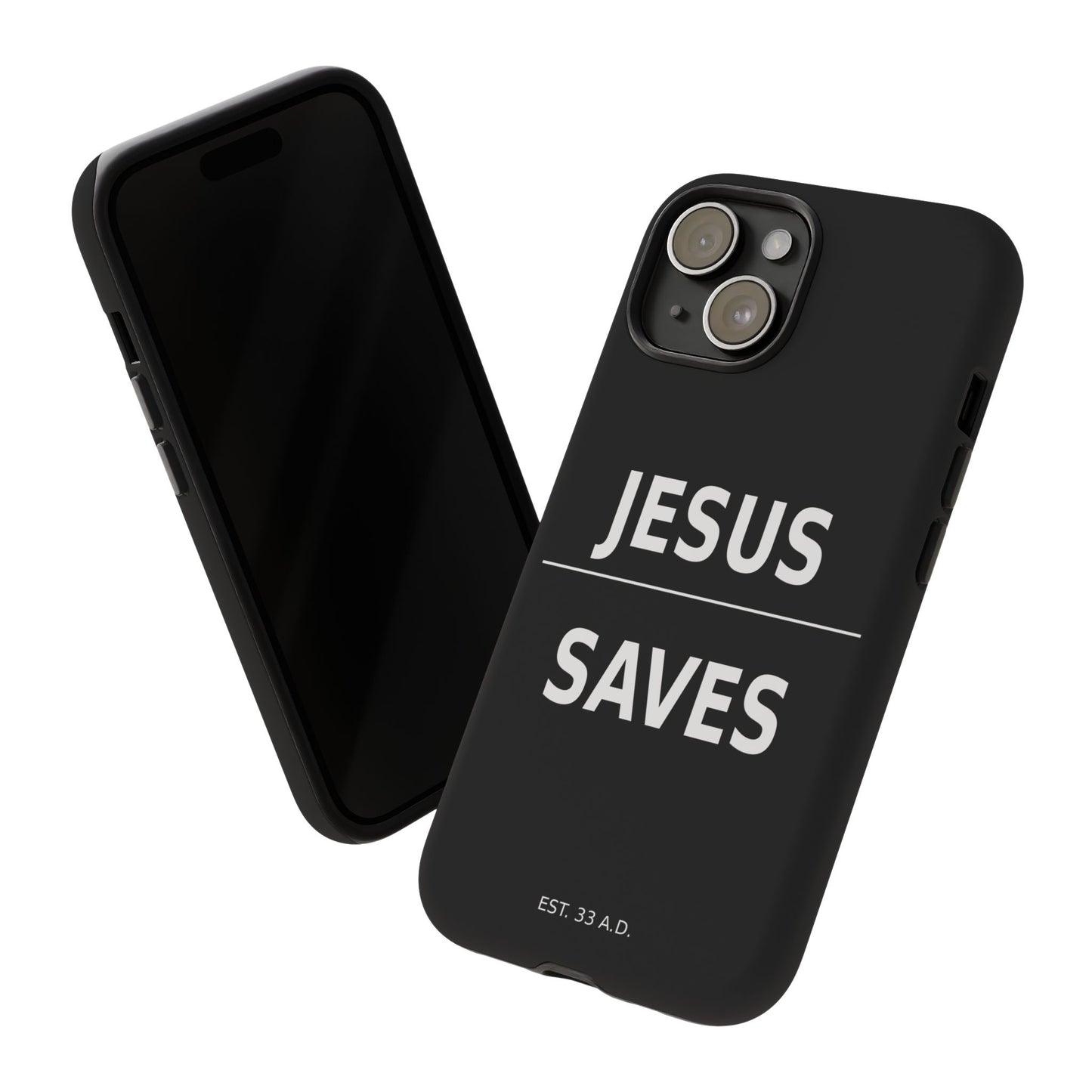 Jesus Saves Phone Case Christian Religious Minimalist Black Tough Cover