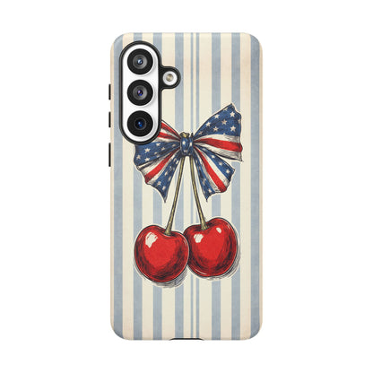Patriotic Cherry Phone Case Americana Coquette Aesthetic iPhone Samsung