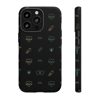 RN Nurse Phone Case – Minimal Medical Icon Pattern Healthcare Worker Tough Case