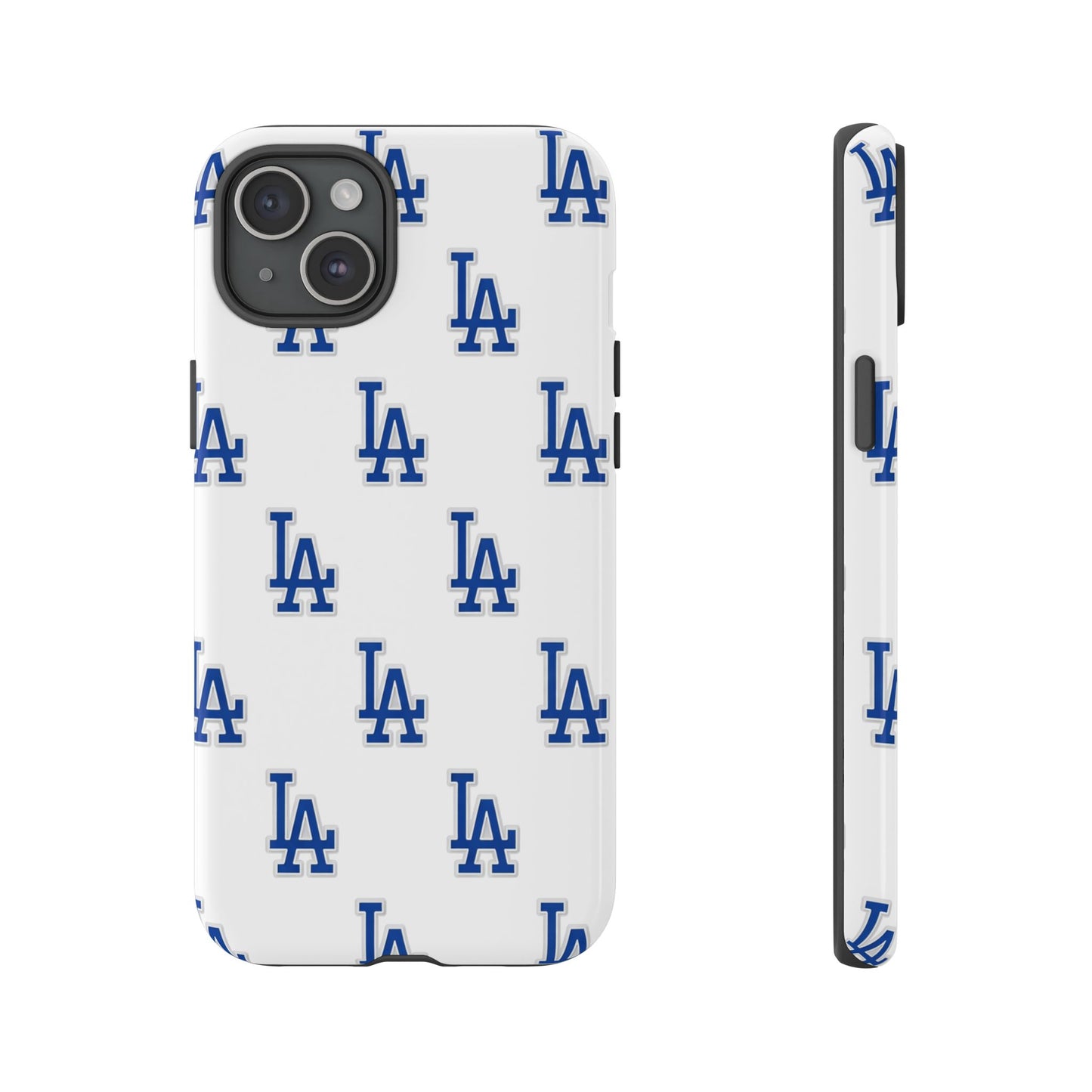 Blue LA Monogram Pattern Phone Case | Minimal Baseball Inspired Tough Cover