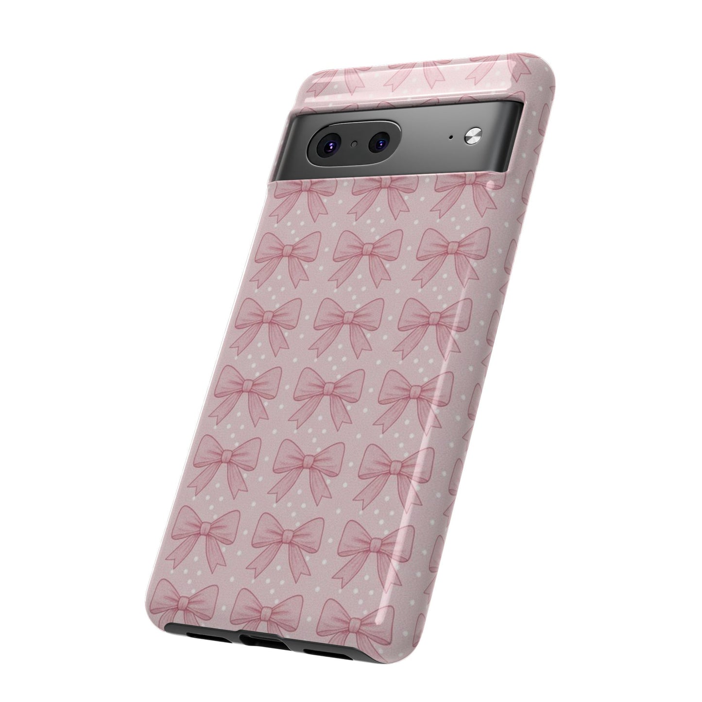 Pink Bow Pattern Phone Case – Soft Coquette Aesthetic Tough Case