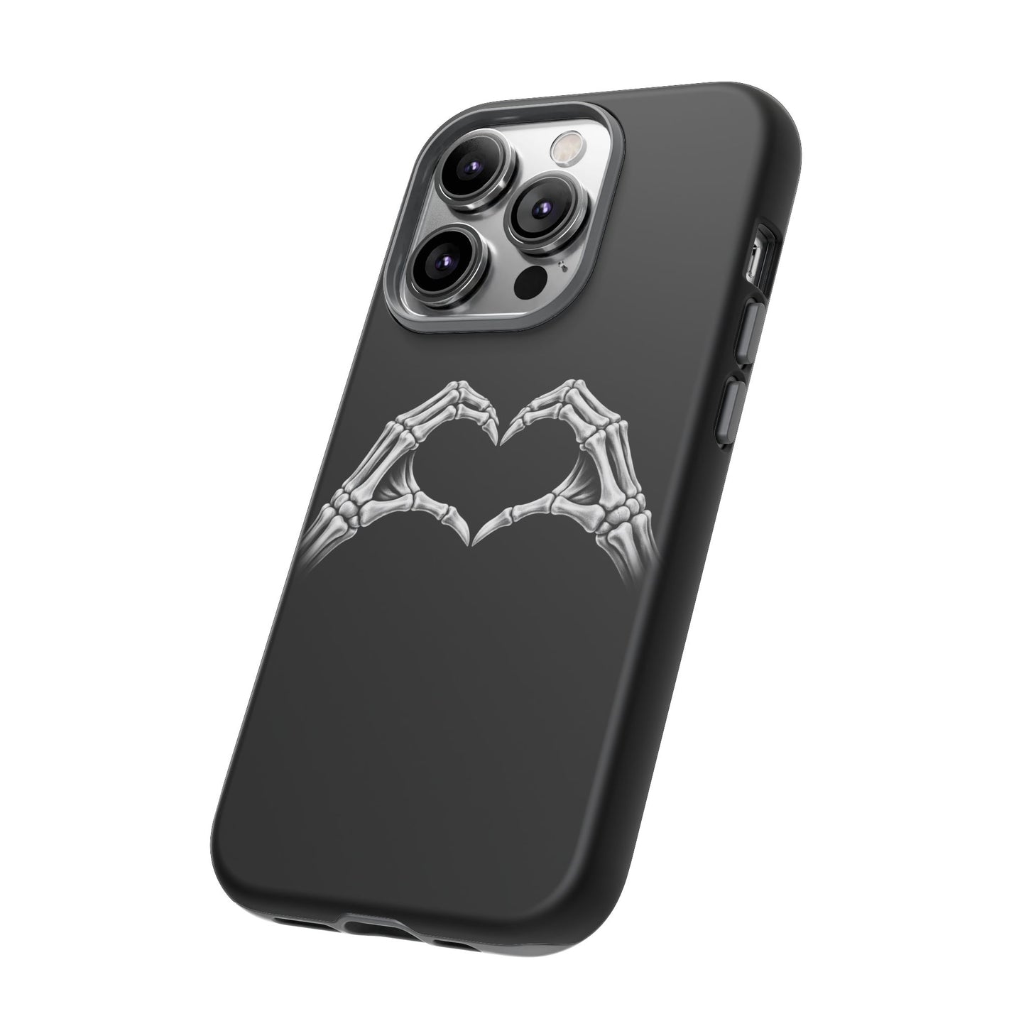 Skeleton Hands Heart Phone Case | Gothic Black Protective Cover