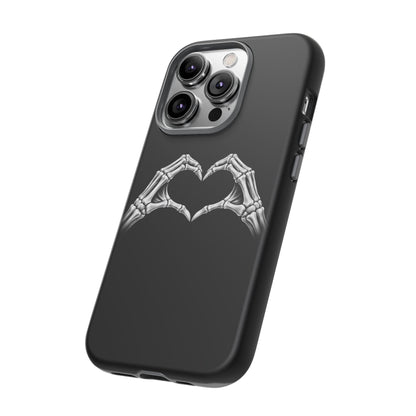 Skeleton Hands Heart Phone Case | Gothic Black Protective Cover