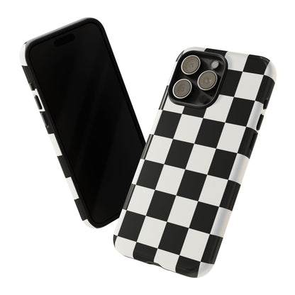 Black & White Checkerboard Phone Case – Classic Aesthetic Tough Protective Case for Iphone, Samsung Galaxy and Pixel