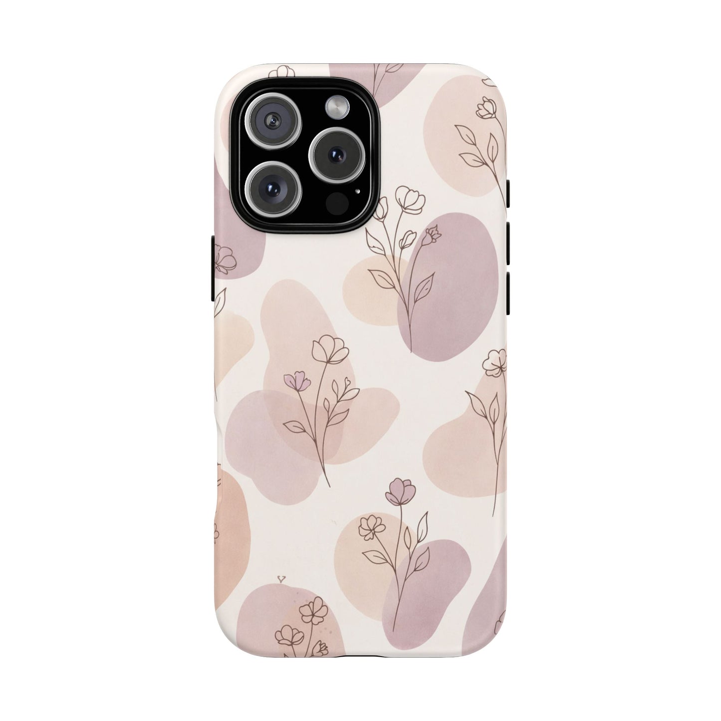 Blush Floral Phone Case Neutral Botanical Watercolor Tough Cover