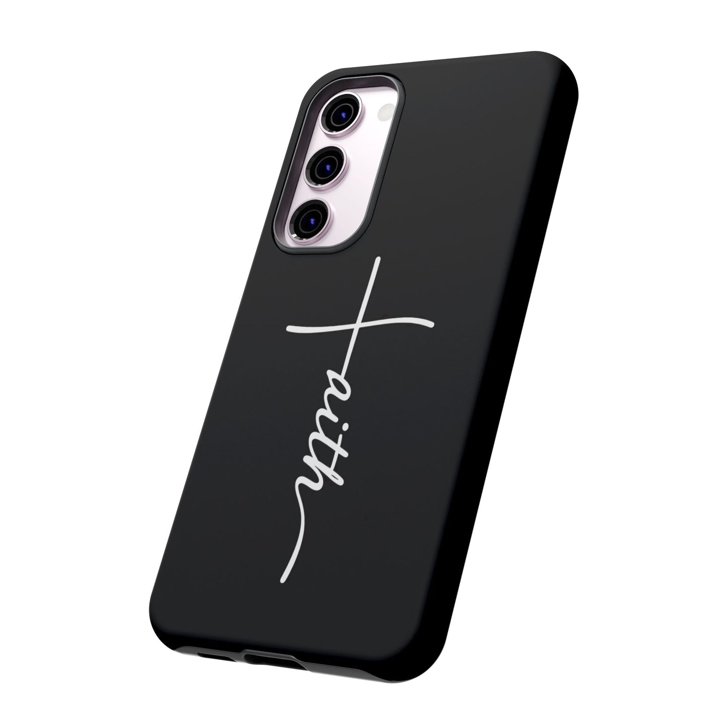 Faith Cross Phone Case, Christian Aesthetic Minimalist Black Matte Case, Religious Gift iPhone Samsung Cover