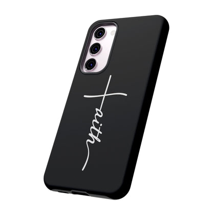 Faith Cross Phone Case, Christian Aesthetic Minimalist Black Matte Case, Religious Gift iPhone Samsung Cover