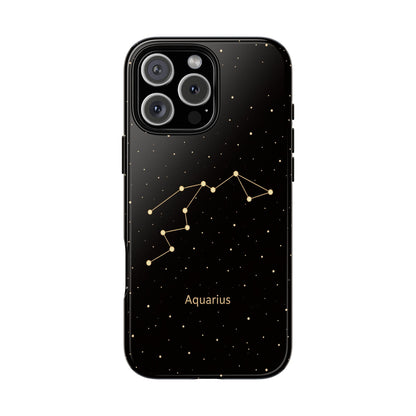 Aquarius Zodiac Constellation Phone Case – Luxe Gold Celestial Cover